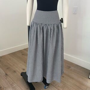 Tularosa Black and White Checkered A-Line Skirt